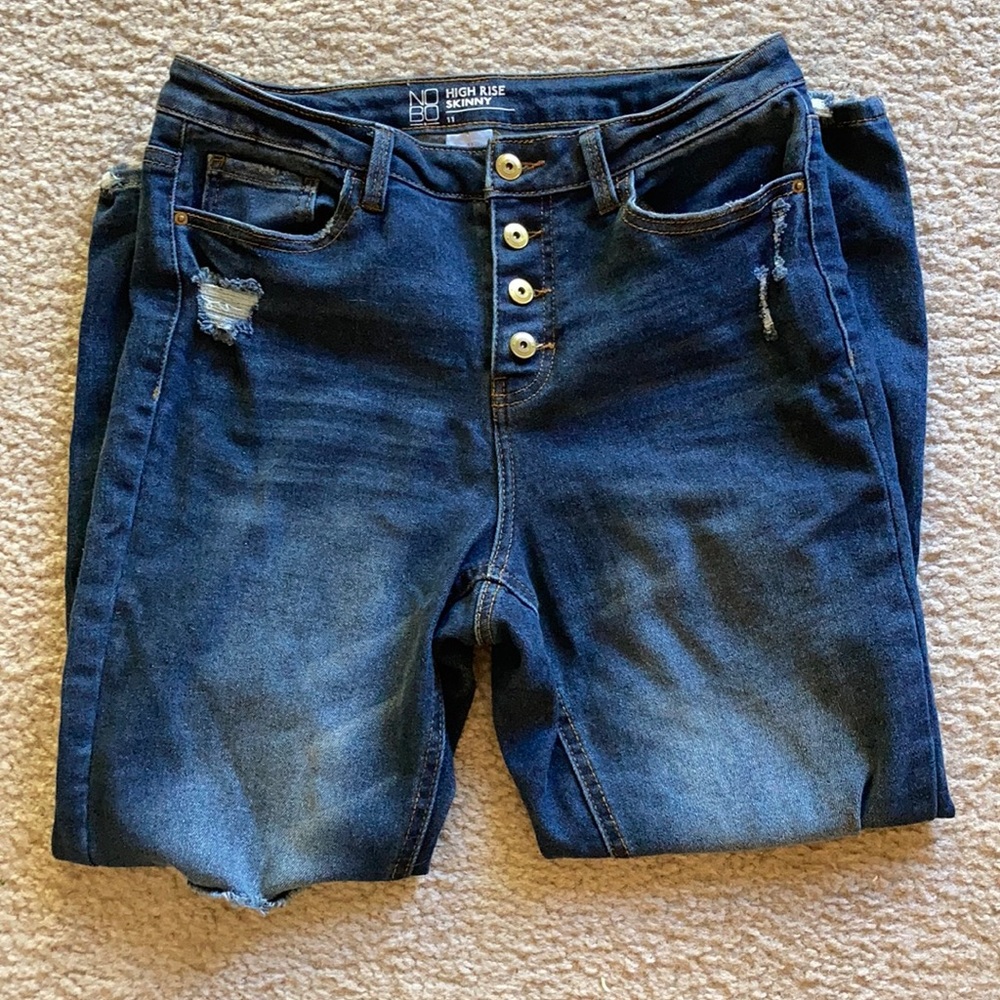 NOBO High Rise Skinny Distressed Jeans